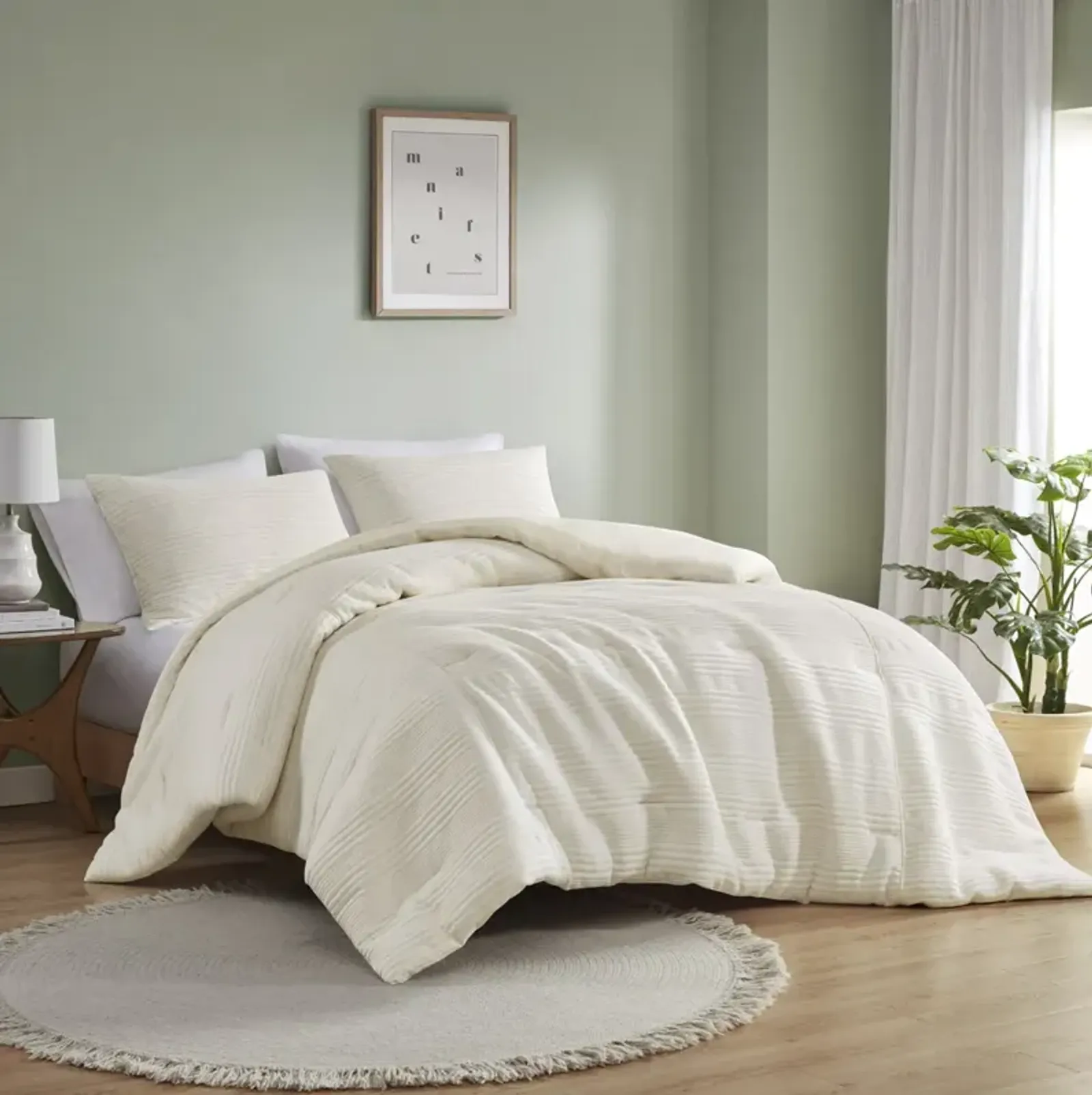 Urban Habitat Wyatt Ivory 3 Piece Knitted Jersey Comforter Set