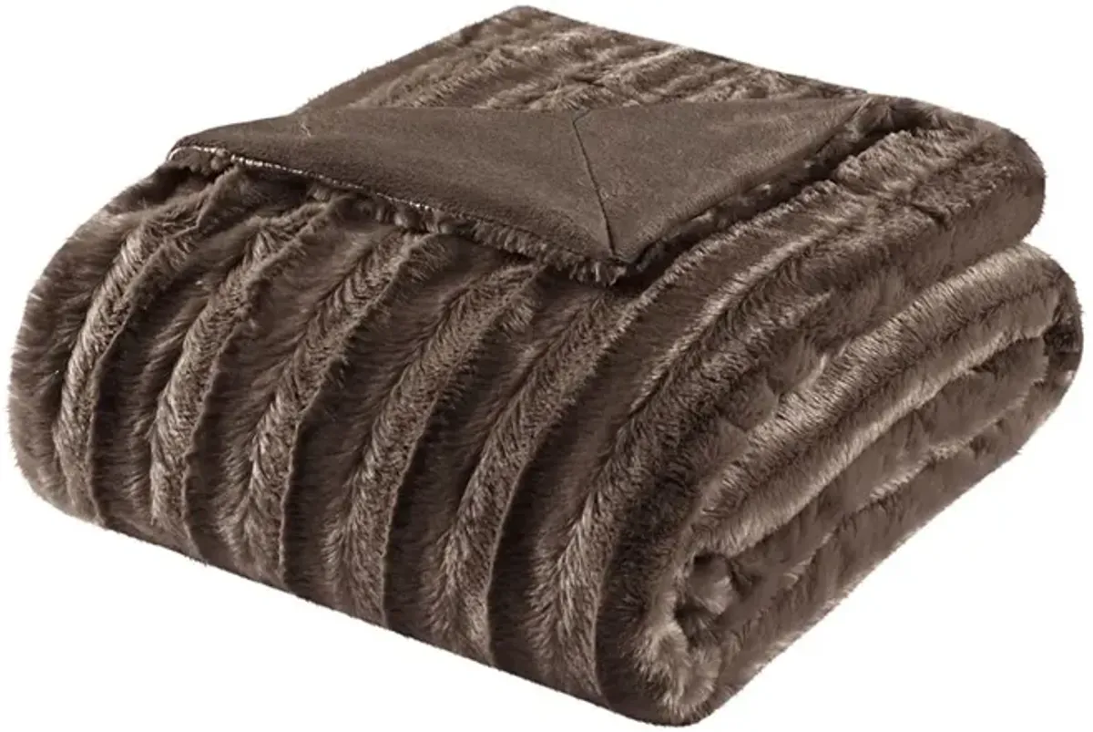 Madison Park Duke Brown Long Fur Throw