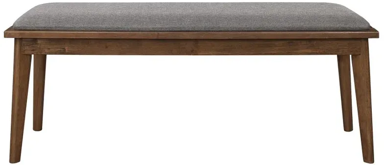 Alfredo Upholstered Dining Bench Grey and Natural Walnut