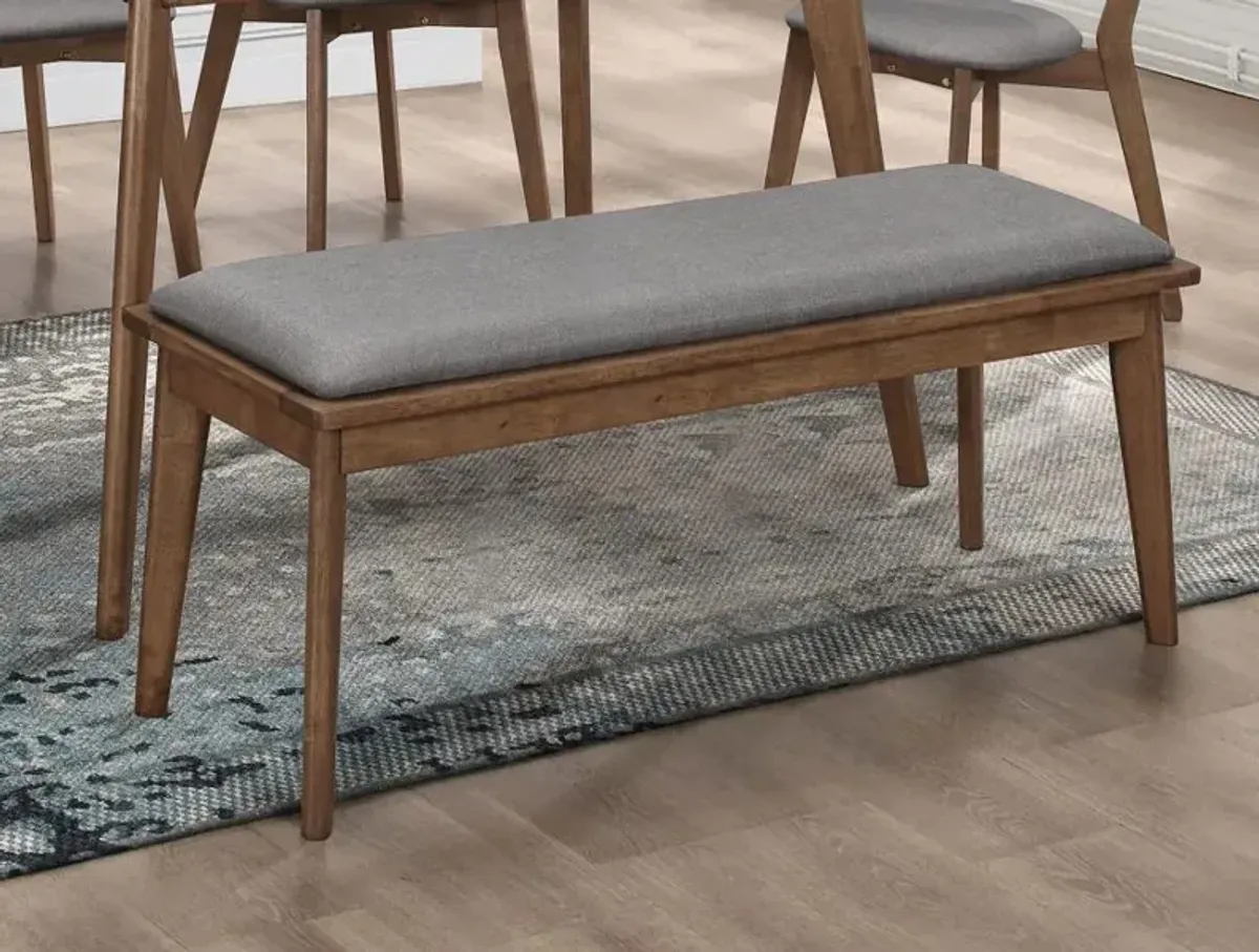 Alfredo Upholstered Dining Bench Grey and Natural Walnut