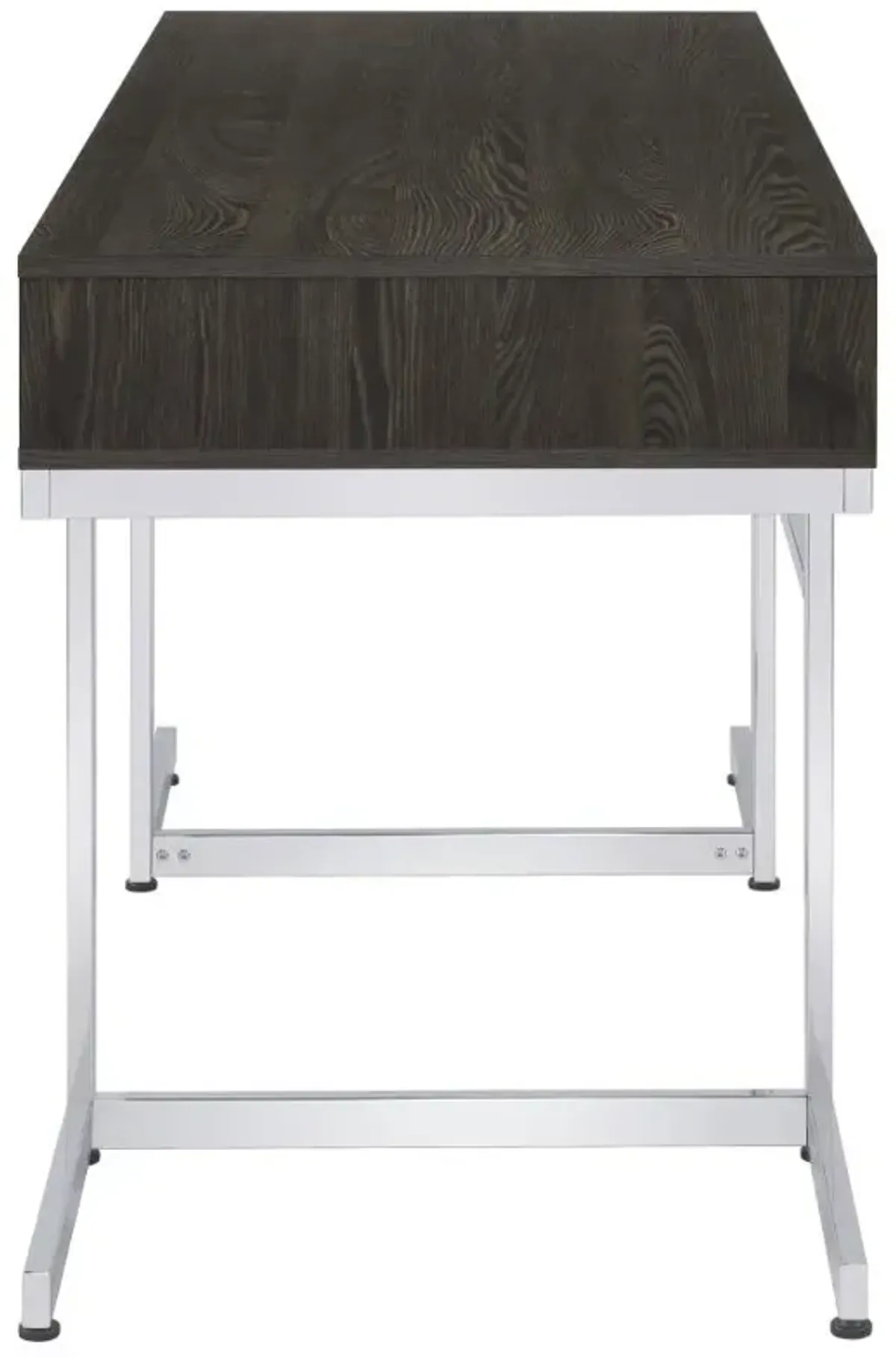 Noorvik 3-drawer Writing Desk Dark Oak and Chrome