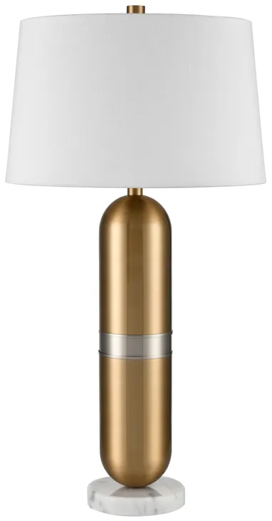 Pill 34" High 1-Light Table Lamp - Aged Brass