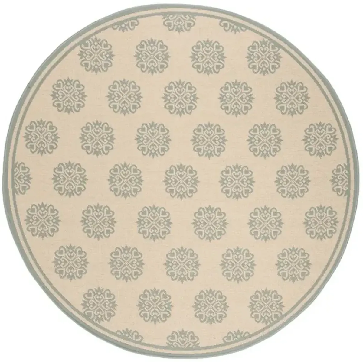 BEACH HOUSE Collection BHS181L-6R Cream / Aqua 6'-7" X 6'-7" Round