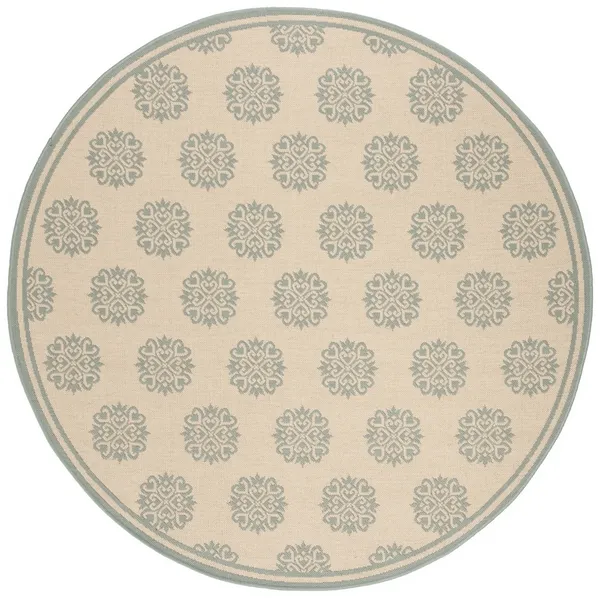 BEACH HOUSE Collection BHS181L-6R Cream / Aqua 6'-7" X 6'-7" Round