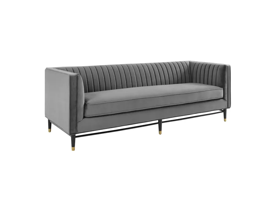 Devote Channel Tufted Performance Velvet Sofa