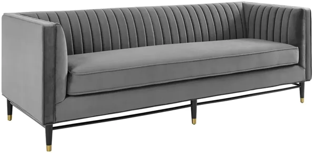 Devote Channel Tufted Performance Velvet Sofa