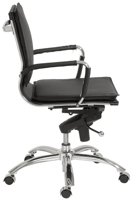 Gunar Pro Low Back Office Chair in Black with Chromed Steel Base