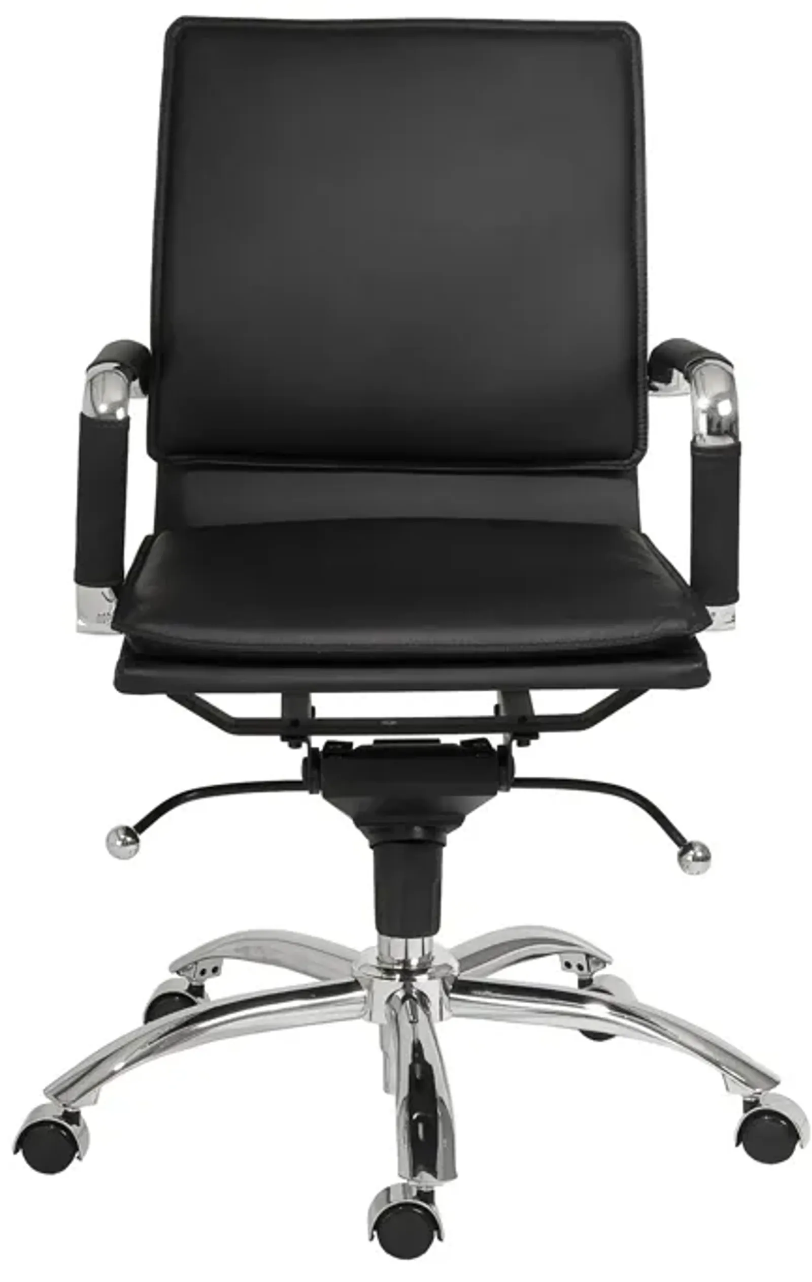 Gunar Pro Low Back Office Chair in Black with Chromed Steel Base