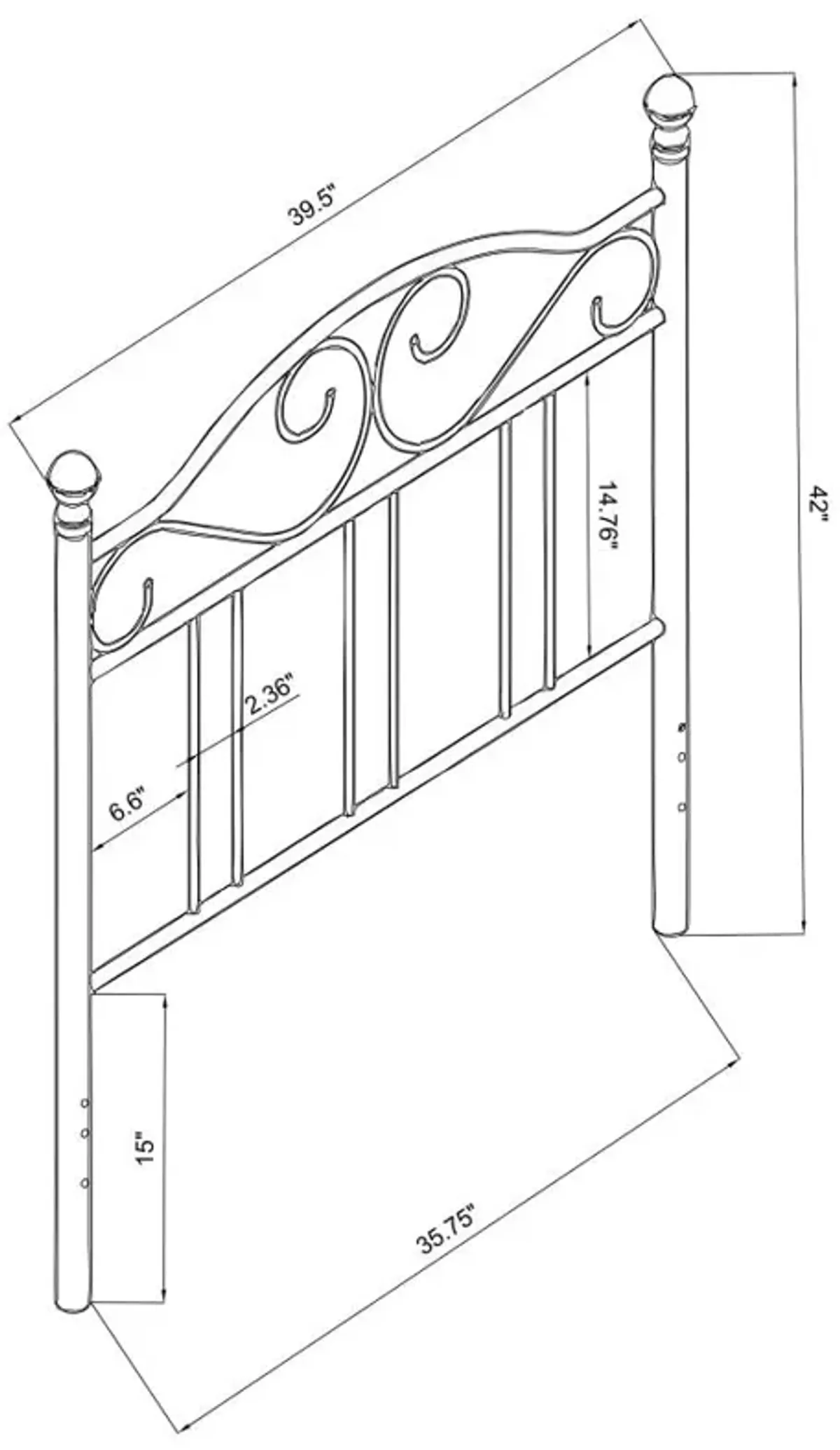 Ellis Scroll Twin Headboard Dark Bronze