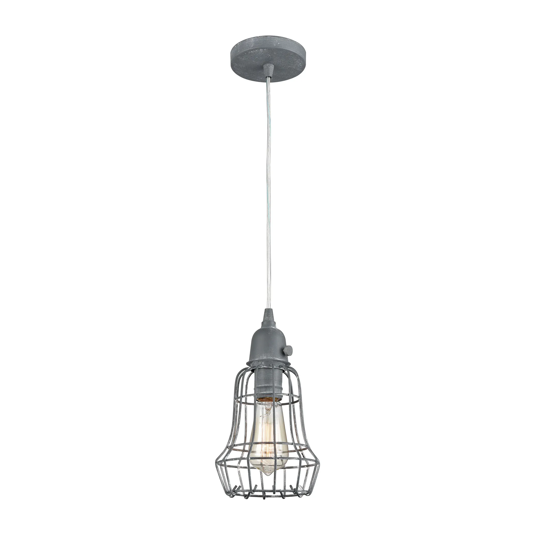 Squashcourt 6" Wide 1-Light Mini Pendant - Concrete