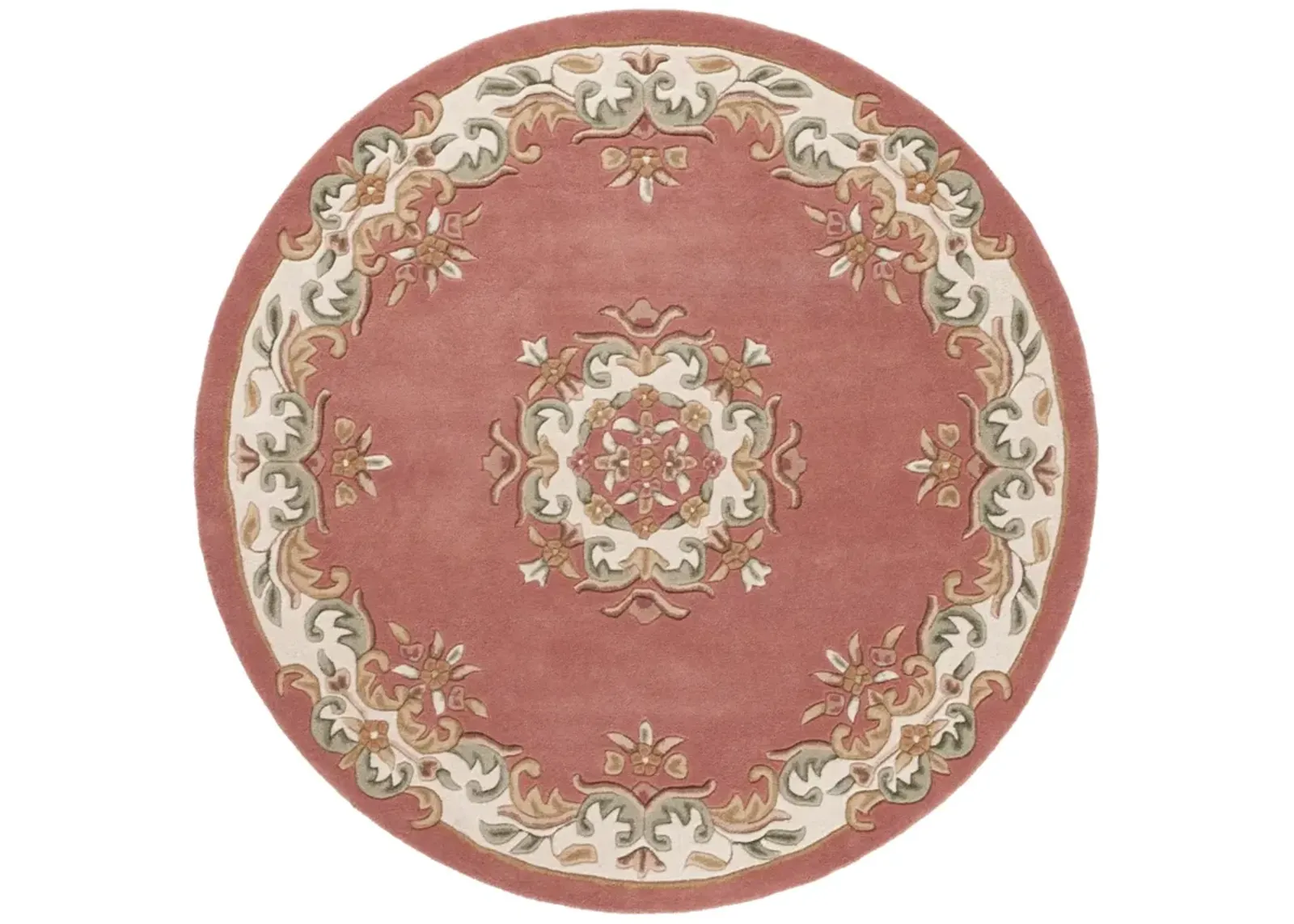 AUBUSSON 301 PINK  6' x 6' Round Round Rug