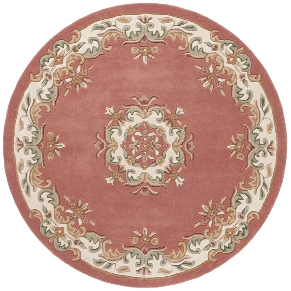 AUBUSSON 301 PINK  6' x 6' Round Round Rug