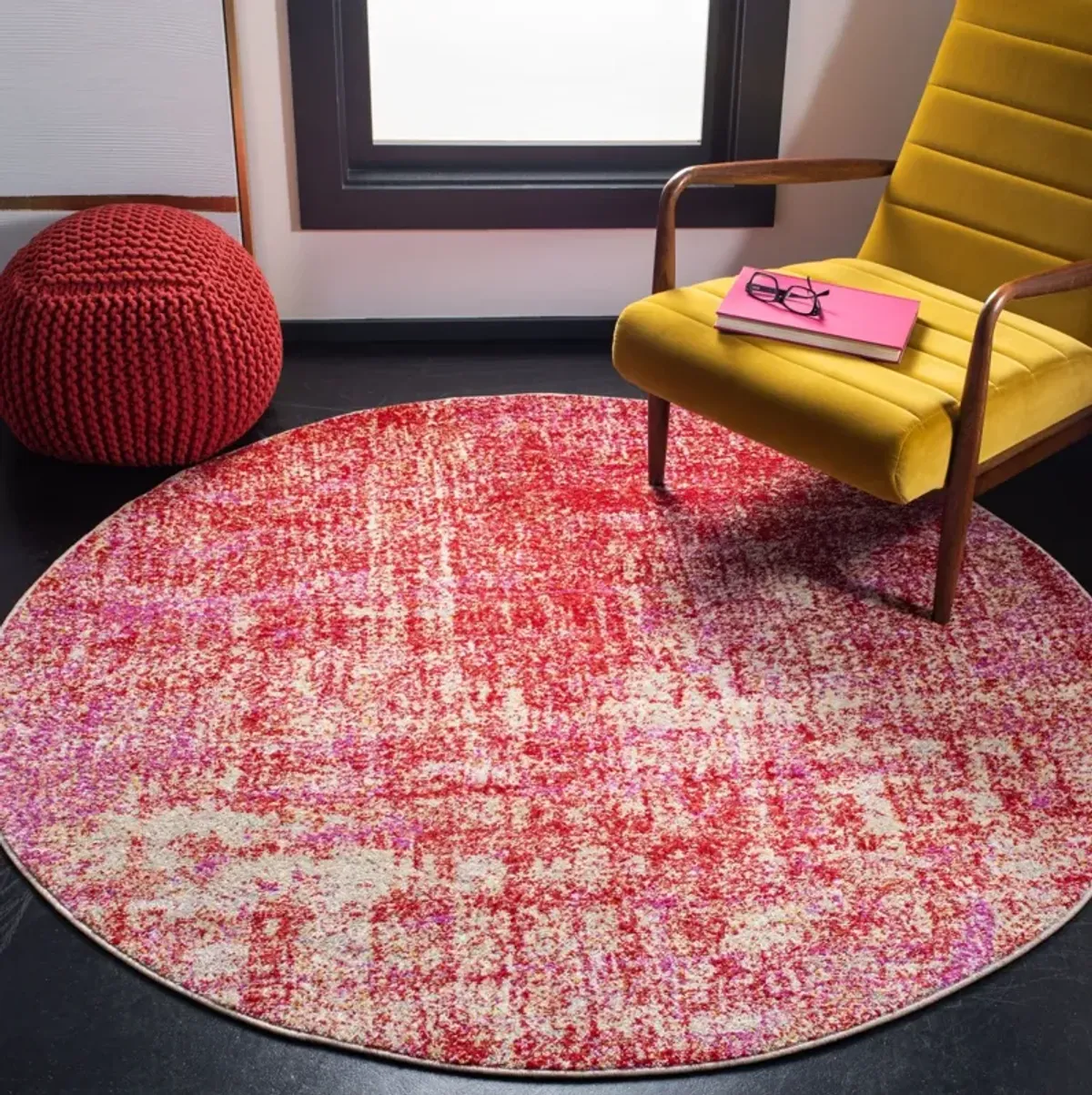 ADIRONDACK 207 RED  4' x 4' Round Round Rug