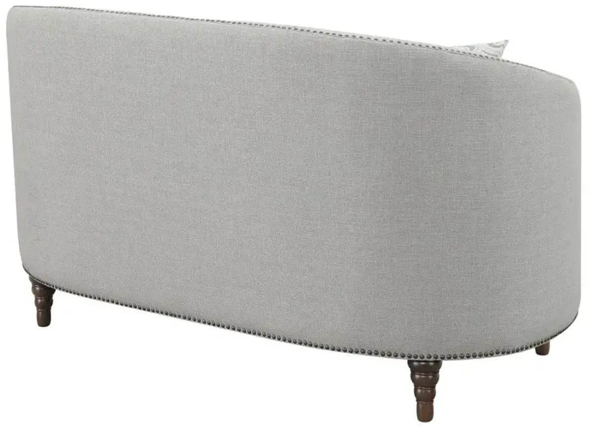 Avonlea Sloped Arm Upholstered Loveseat Trim Grey