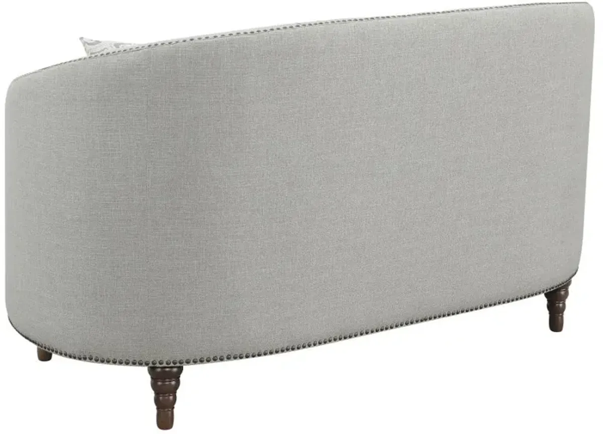 Avonlea Sloped Arm Upholstered Loveseat Trim Grey