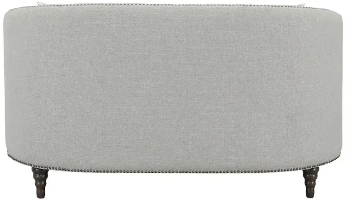 Avonlea Sloped Arm Upholstered Loveseat Trim Grey