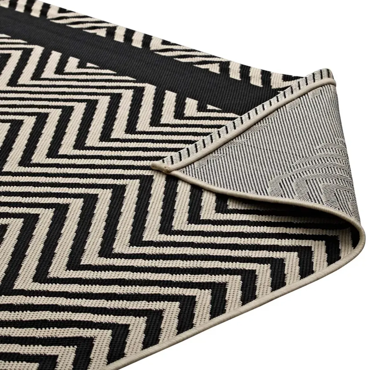 Optica Chevron With End Borders 5x8 Indoor and Outdoor Area Rug