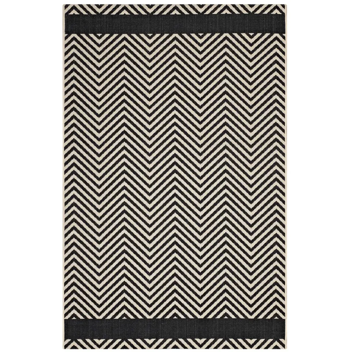 Optica Chevron With End Borders 5x8 Indoor and Outdoor Area Rug