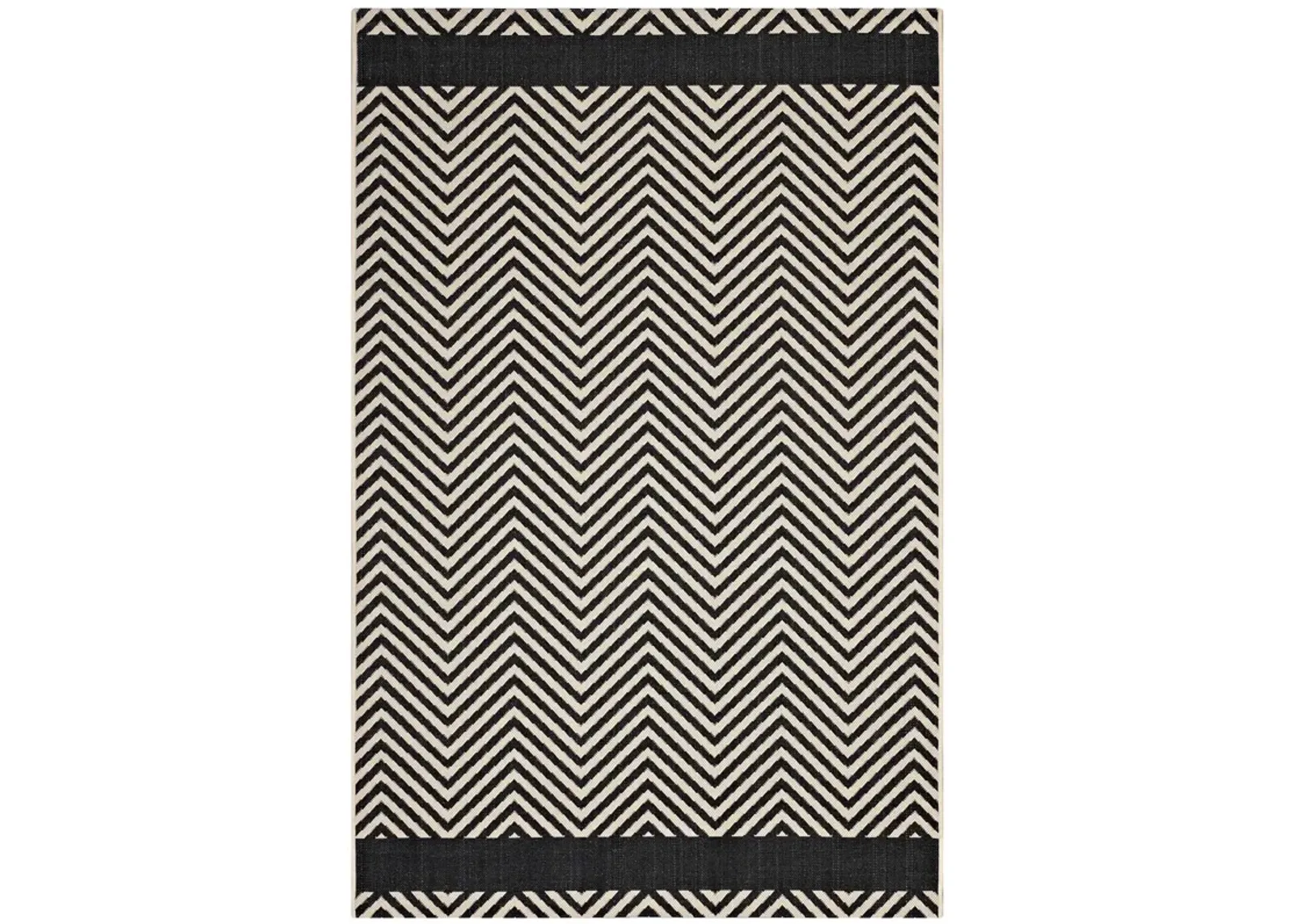 Optica Chevron With End Borders 5x8 Indoor and Outdoor Area Rug