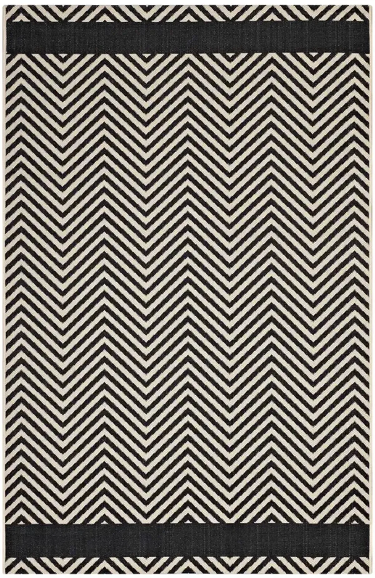 Optica Chevron With End Borders 5x8 Indoor and Outdoor Area Rug