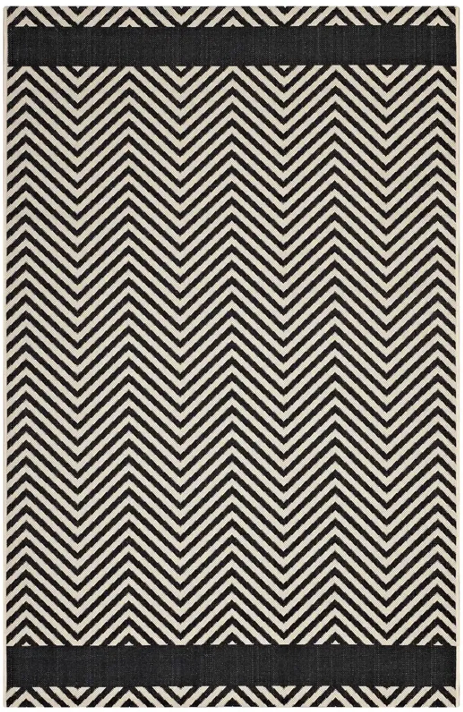 Optica Chevron With End Borders 5x8 Indoor and Outdoor Area Rug