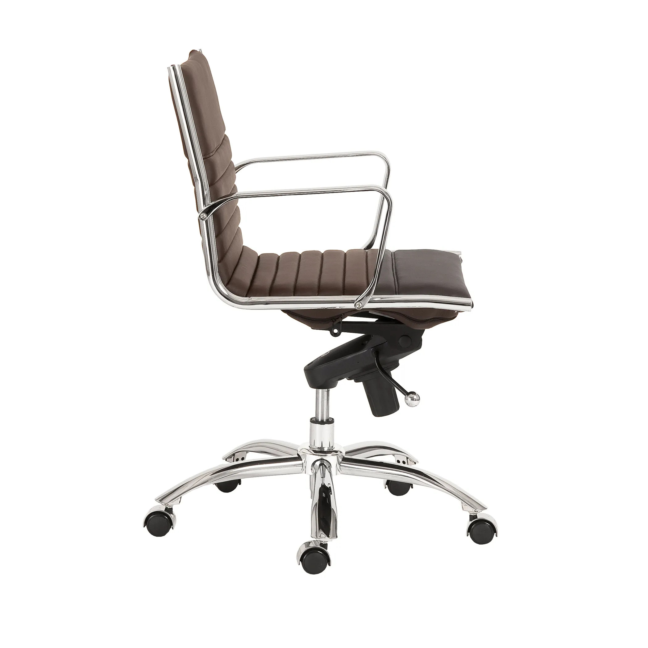 Dirk Low Back Office Chair in Brown with Chromed Steel Base