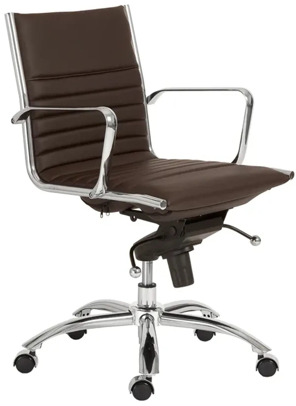 Dirk Low Back Office Chair in Brown with Chromed Steel Base