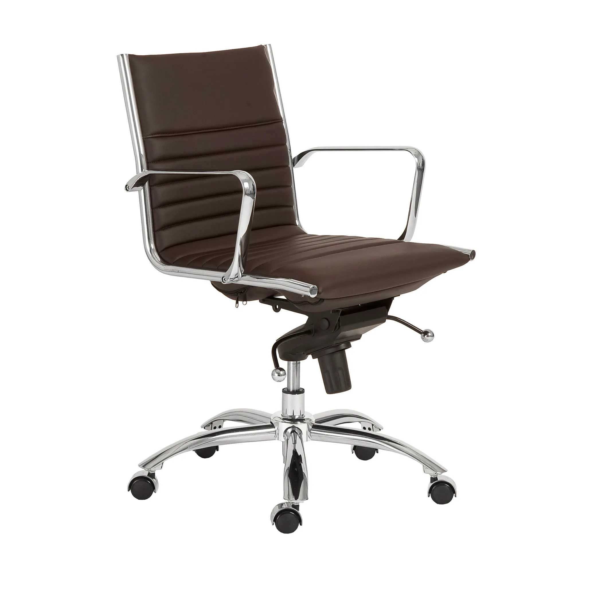 Dirk Low Back Office Chair in Brown with Chromed Steel Base