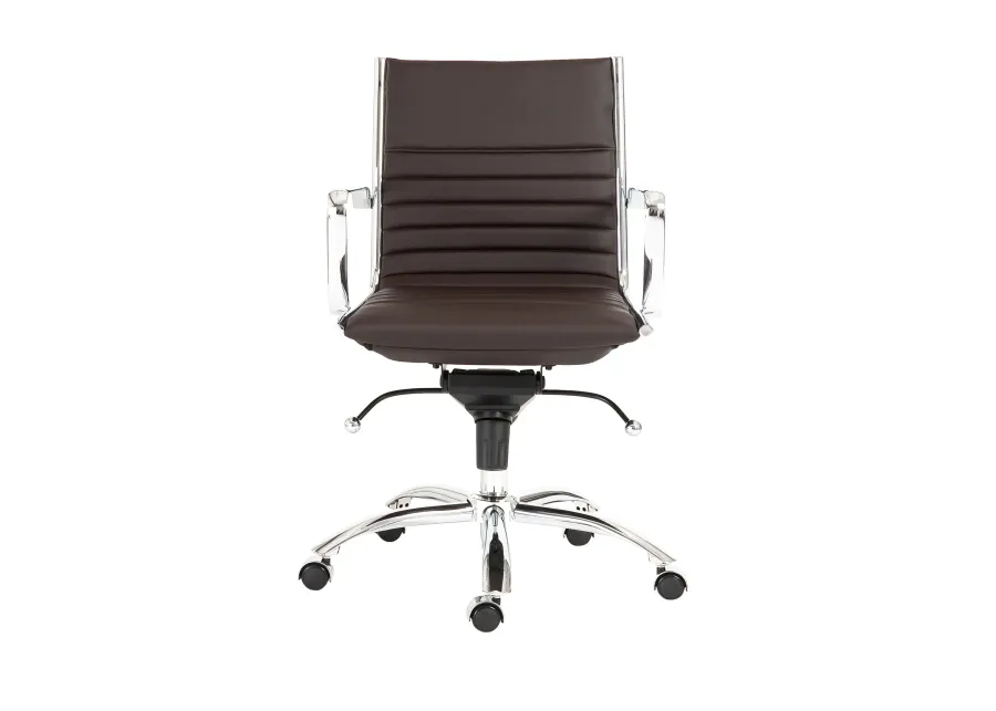 Dirk Low Back Office Chair in Brown with Chromed Steel Base