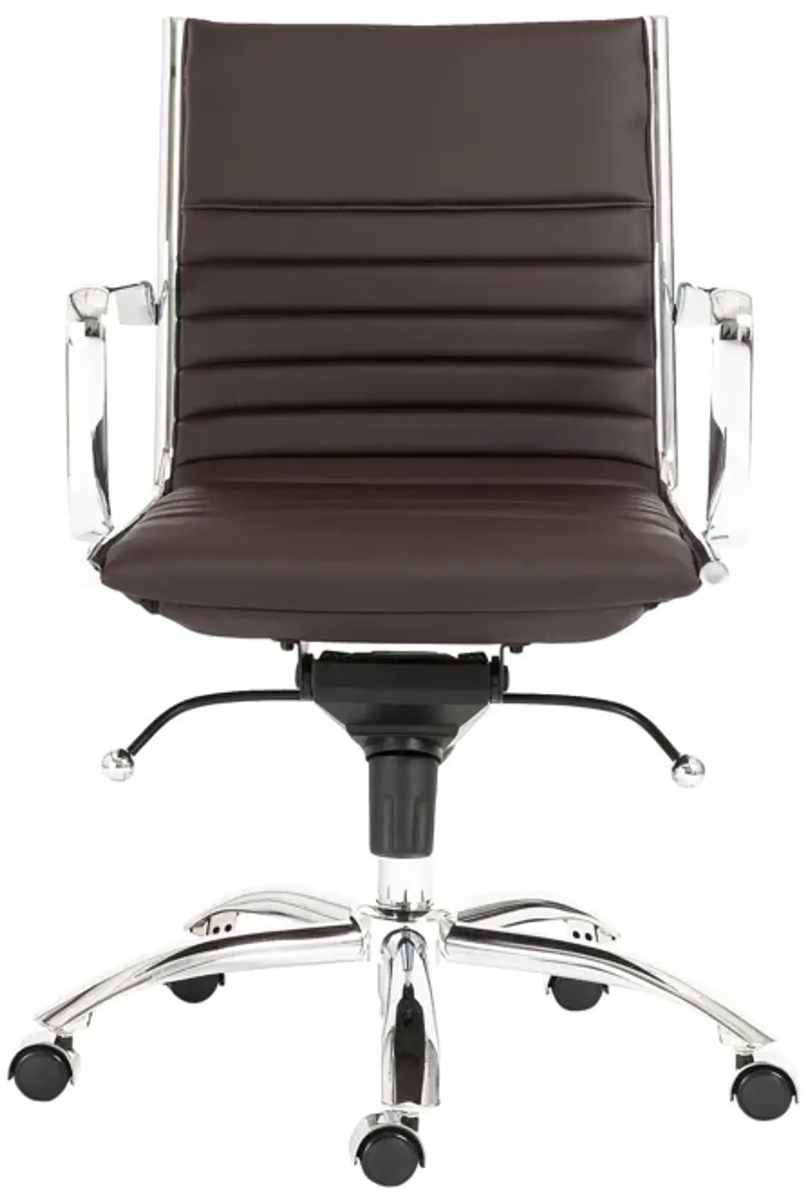 Dirk Low Back Office Chair in Brown with Chromed Steel Base