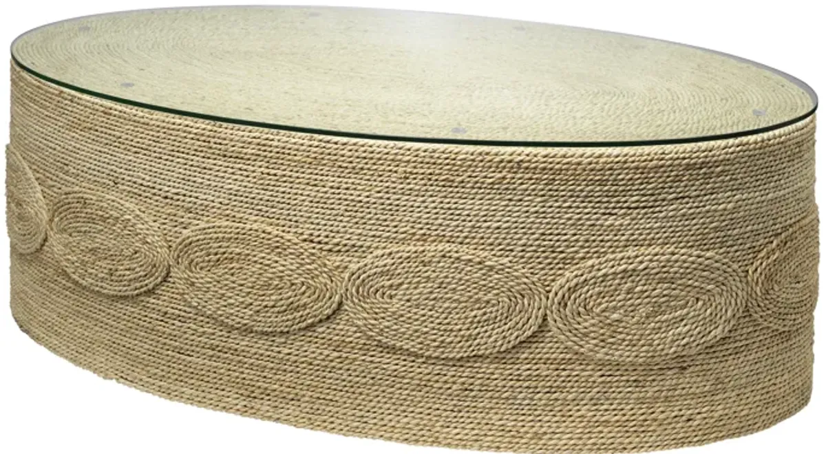 Barbados Oval Corn-Straw Coffee Table