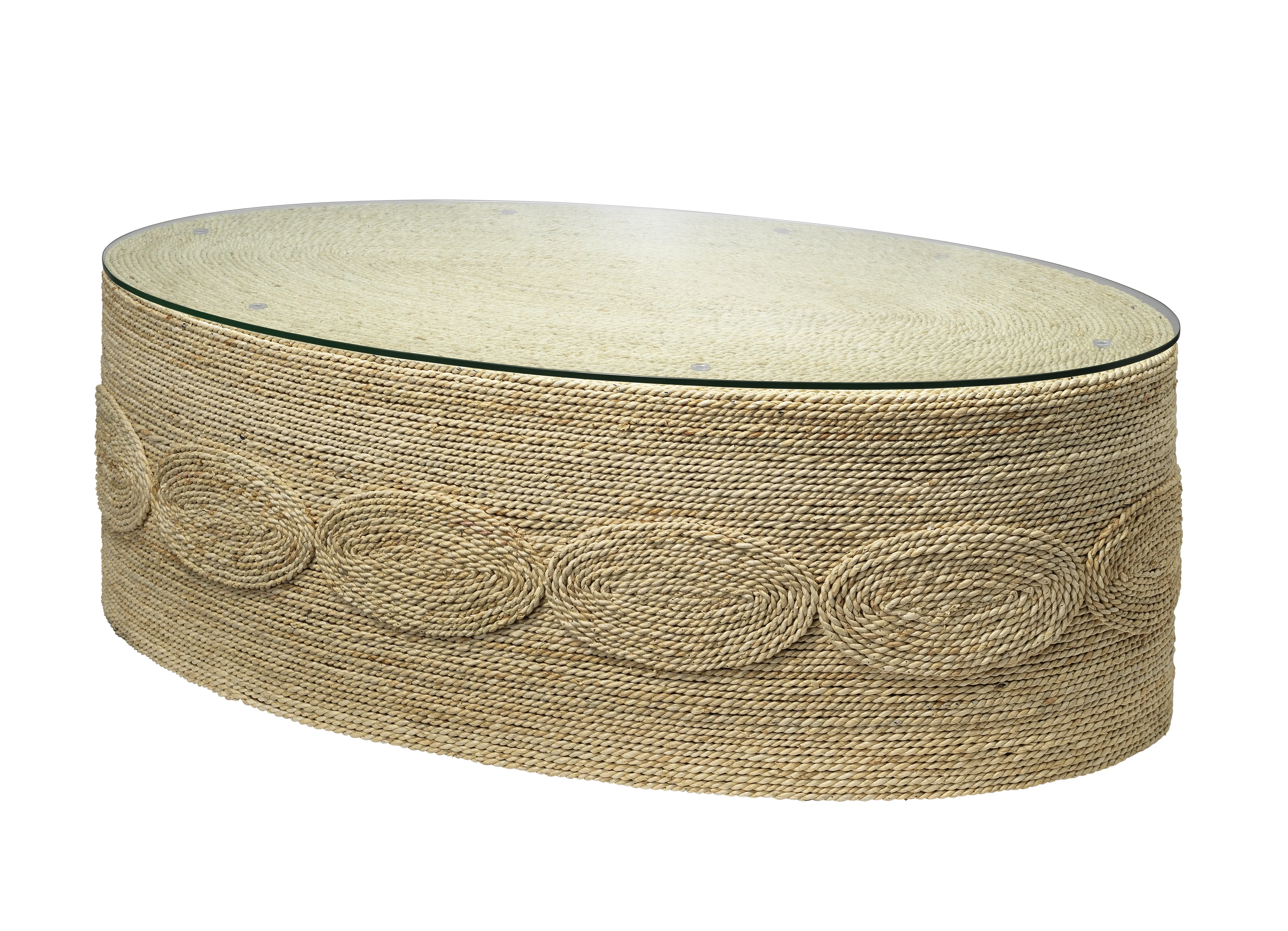 Barbados Oval Corn-Straw Coffee Table