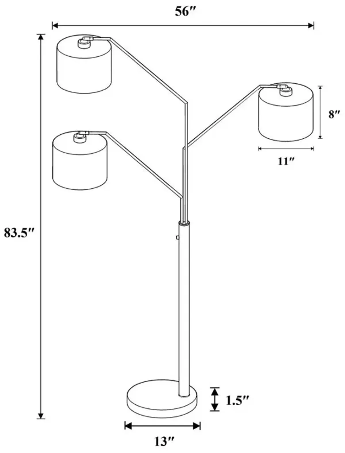 Jirou Trio Drum Shade Floor Lamp Stain Nickel