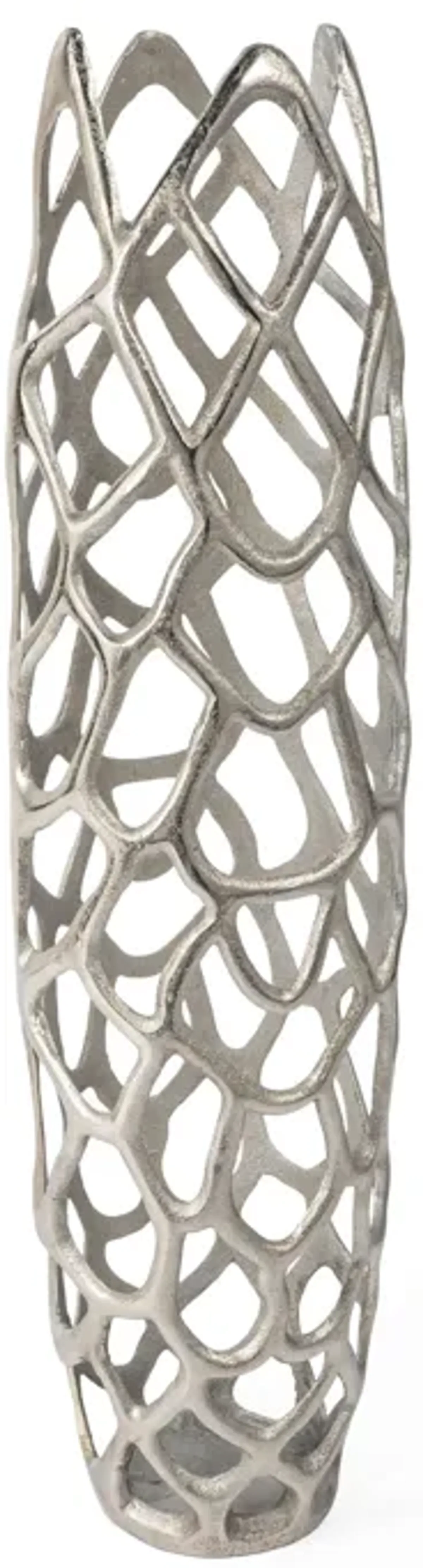 Adler 30" Silver Metal Floor Vase, Large