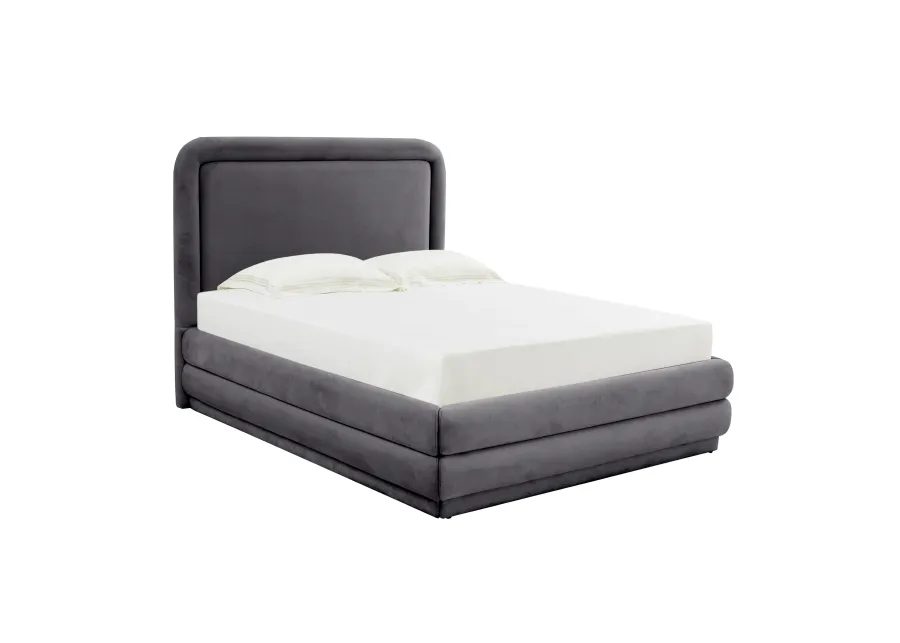 Briella Dark Grey Velvet Bed in Queen