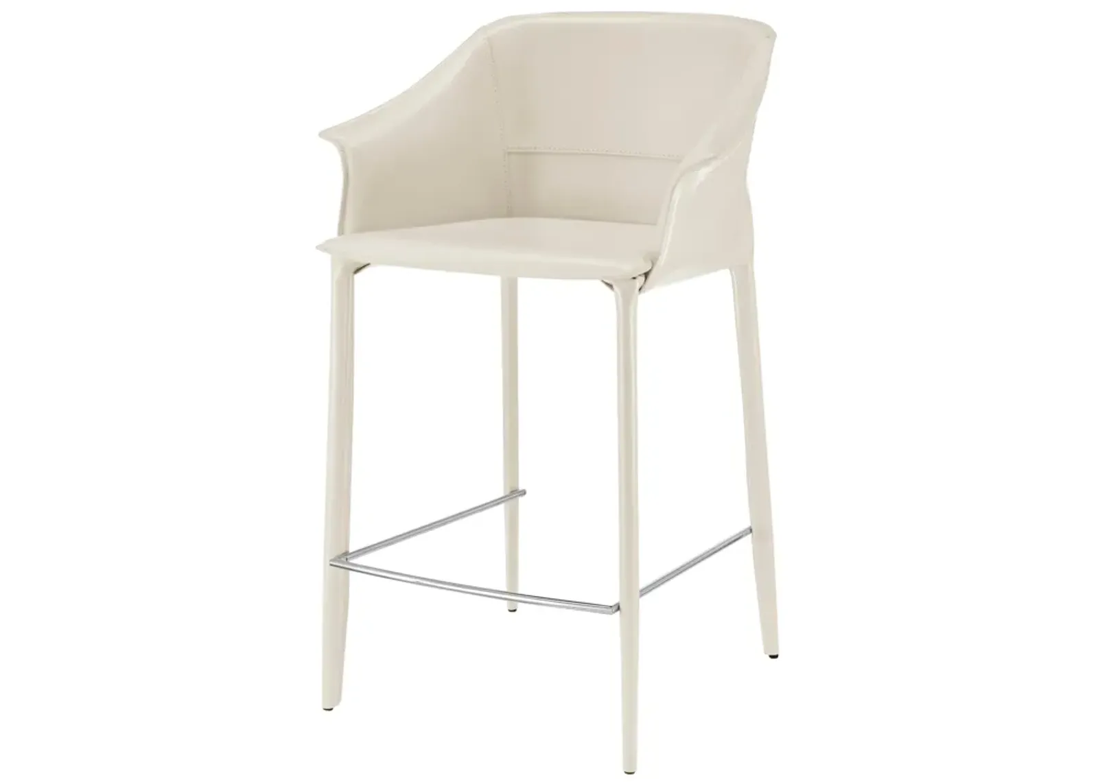 Callie Recycled Leather Counter Stool, Vanilla 