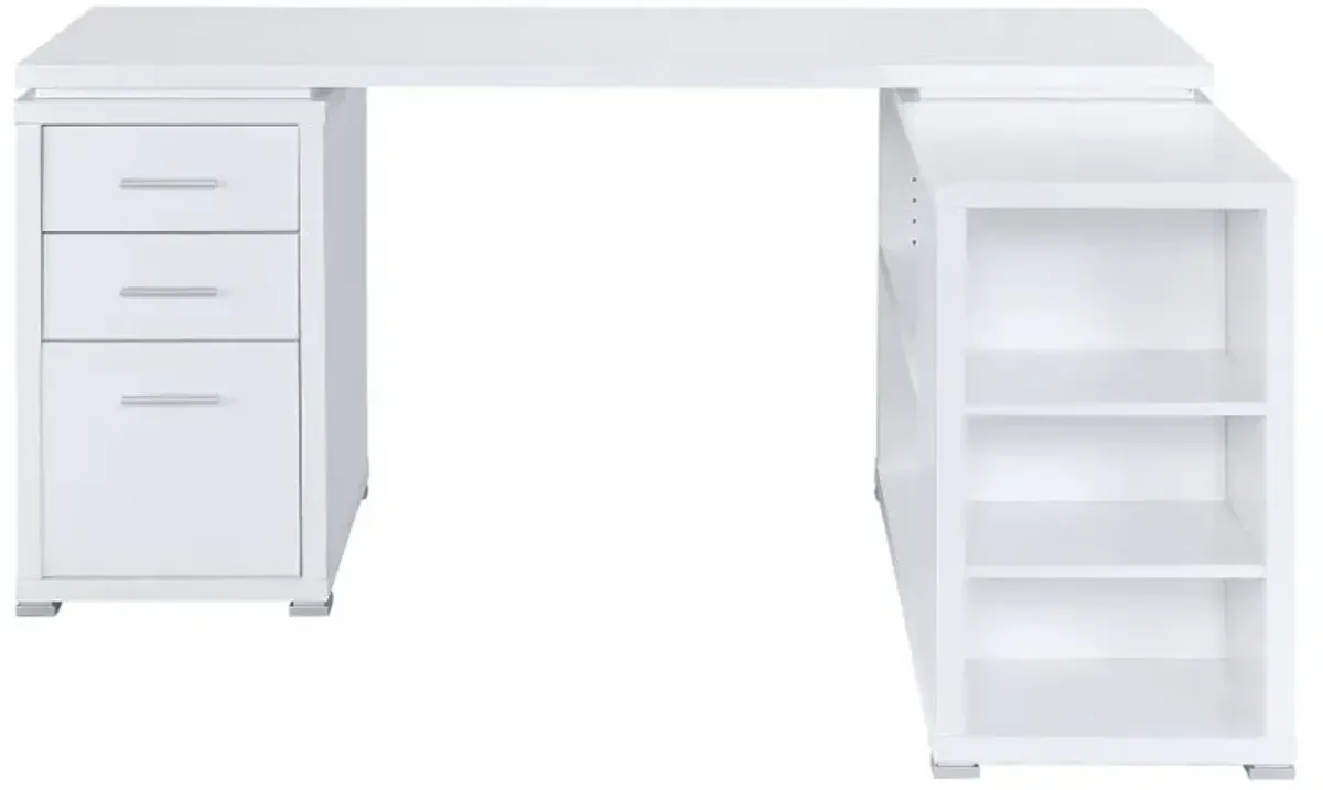 Yvette L-shape Office Desk White