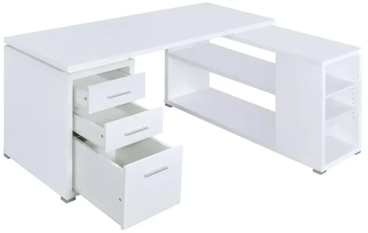 Yvette L-shape Office Desk White