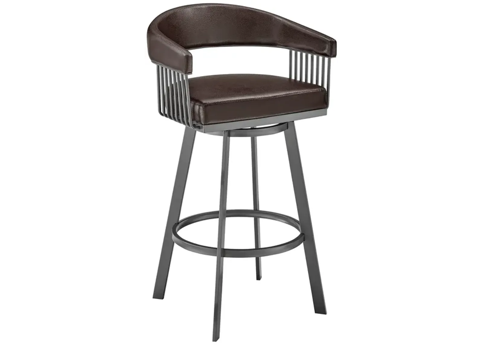 Chelsea 26" Counter Height Swivel Bar Stool in Java Brown Finish and Chocolate Faux Leather