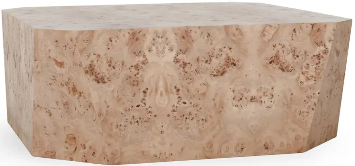 Avena 42" Burl Wood Square Coffee Table in Natural Tone