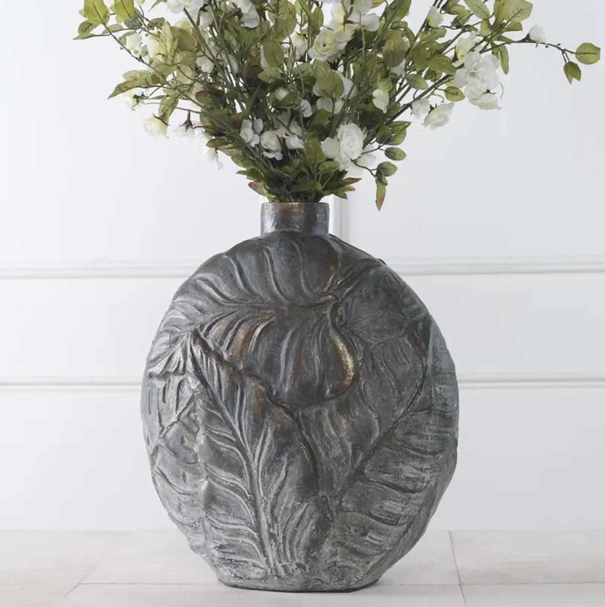 Palm Aged Patina Paradise Vase