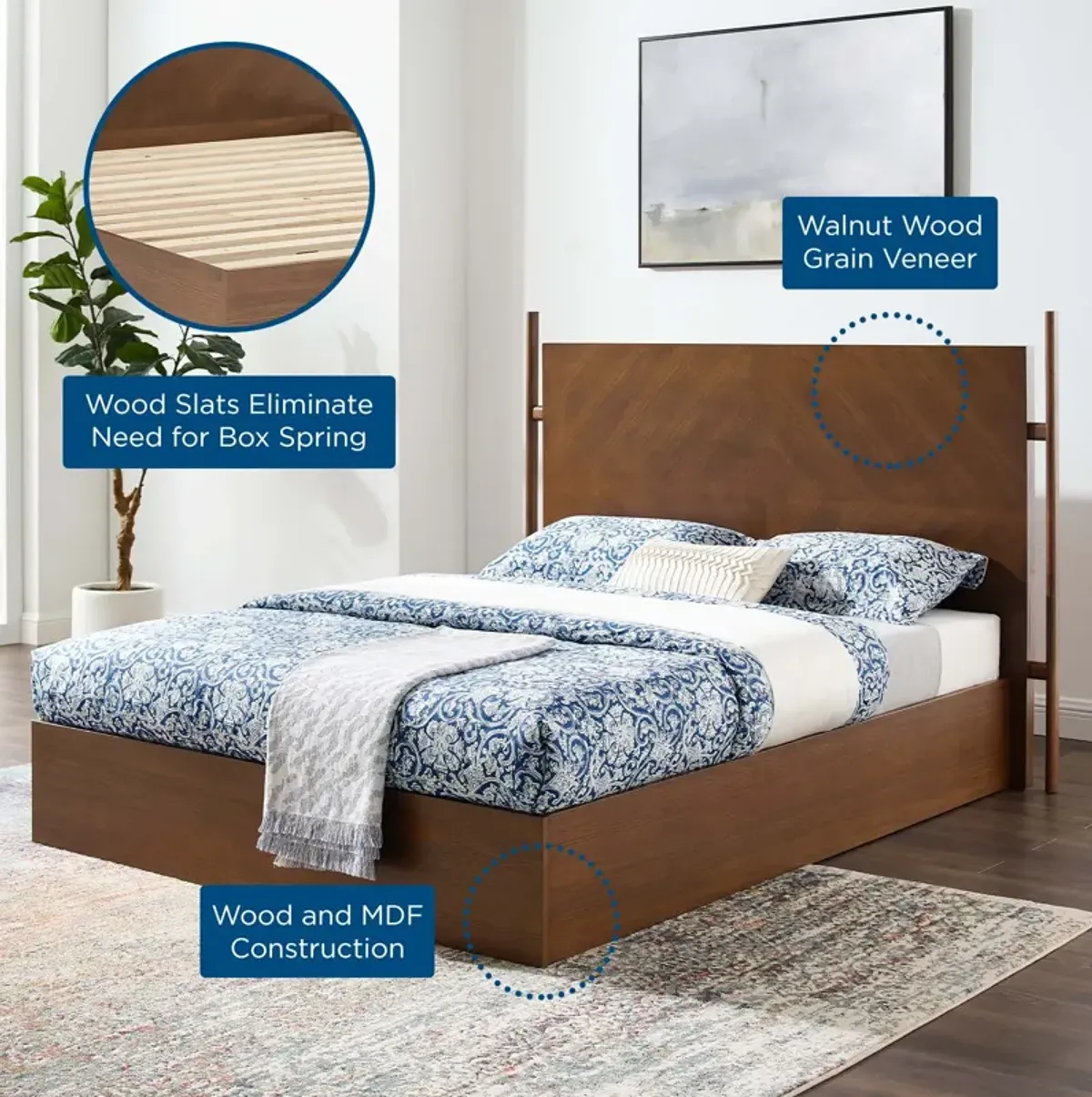 Kali Wood Queen Platform Bed