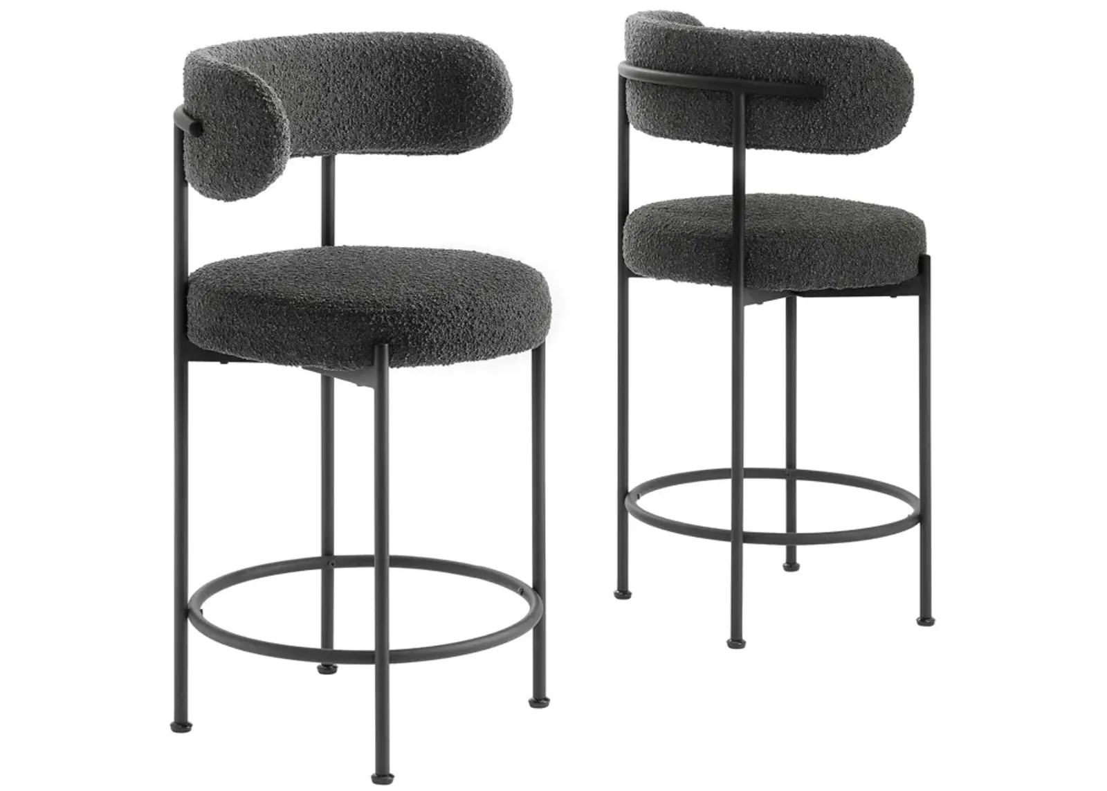 Albie Boucle Fabric Counter Stools - Set of 2