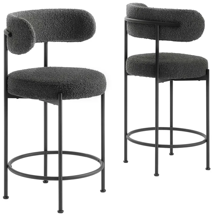 Albie Boucle Fabric Counter Stools - Set of 2