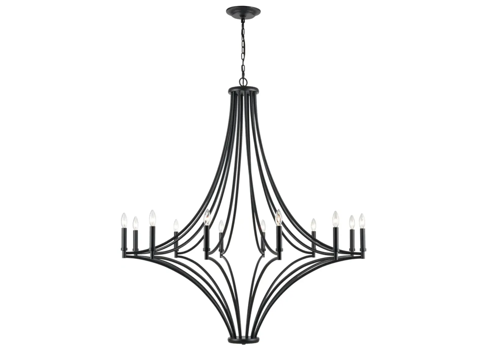 Spanish Villa 48" Wide 12-Light Chandelier - Charcoal