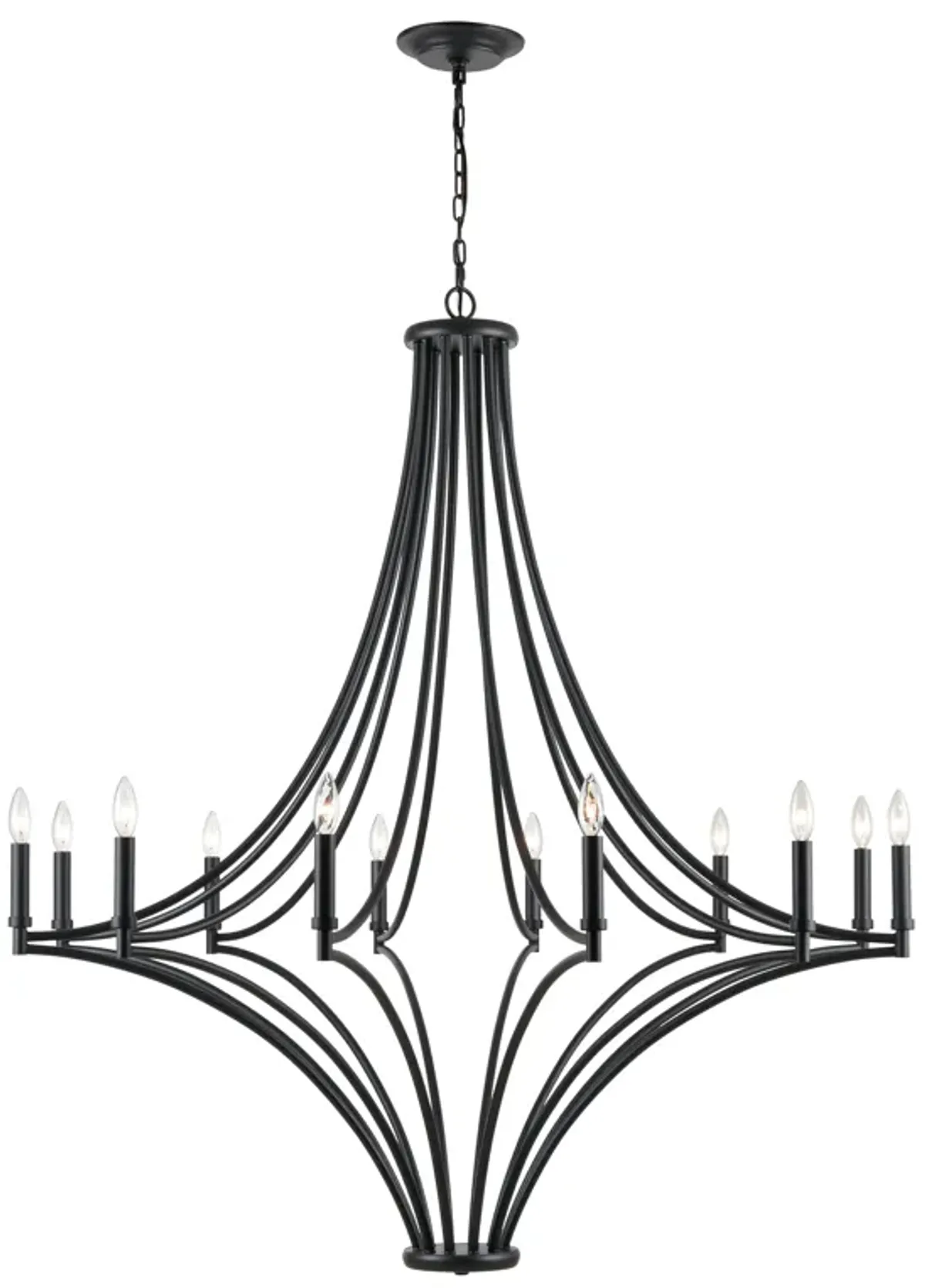 Spanish Villa 48" Wide 12-Light Chandelier - Charcoal