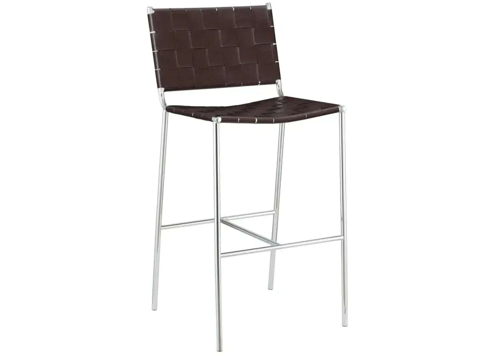 Adelaide Upholstered Bar Stool with Open Back Brown and Chrome