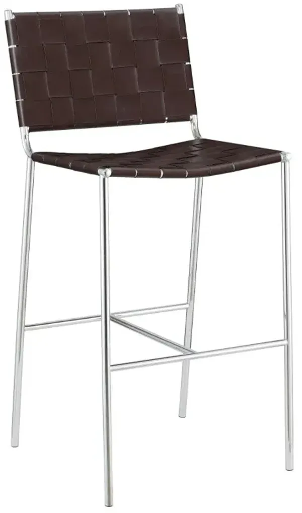 Adelaide Upholstered Bar Stool with Open Back Brown and Chrome