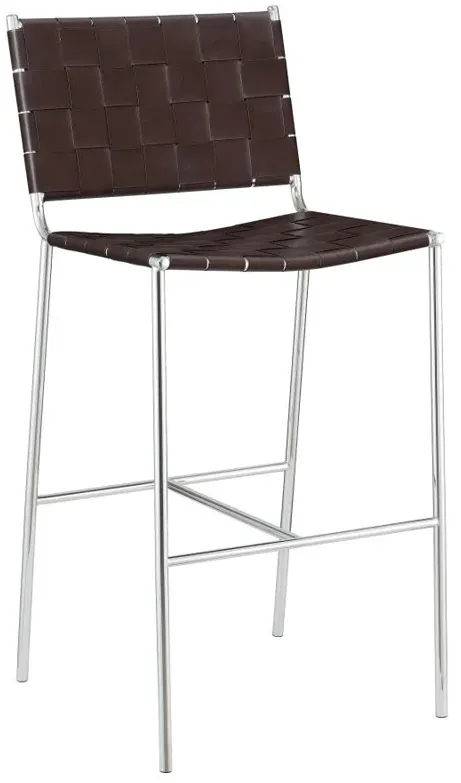 Adelaide Upholstered Bar Stool with Open Back Brown and Chrome