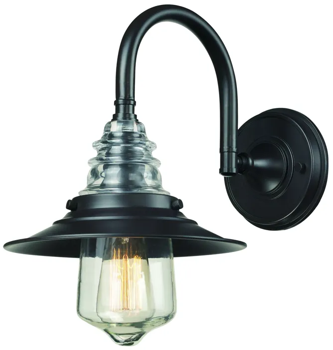 Insulator Glass 14" High 1-Light Sconce - Oiled Bronze